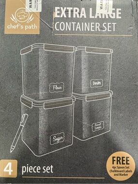 Extra Large Clear Food Storage Container Set - 4 Piece (Gray/Black Lid)